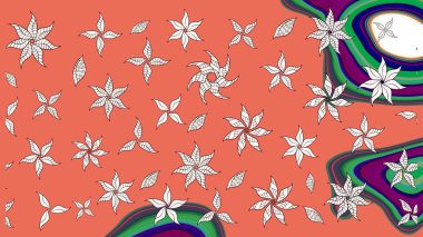 Güzel kumaş deseni. Raster suluboya çiçek deseni, narin çiçekler, turuncu ve nötr çiçekler, tebrik kartı şablonu.