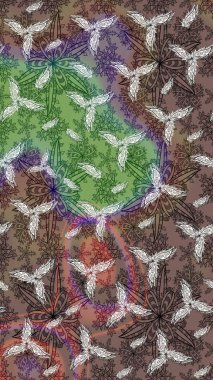 Kahverengi renklerde. Çiçekli güzel suluboya desen. Raster illüstrasyonu.