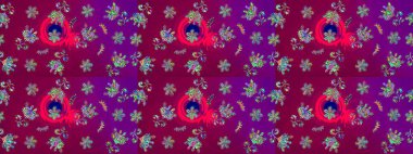 Soyut etnik raster çizim kalıbı. Kabile sanatı boho baskısı, klasik çiçek arkaplanı. Arkaplan dokusu, duvar kağıdı, mor renkli çiçek teması.