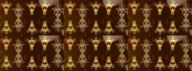 Raster kış deseni. Raster illüstrasyonu. Kahverengi, nötr ve sarı renkler üzerine tasarım. Çiçek Elementleri ile soyut arkaplan.