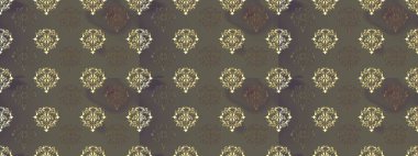 Raster illüstrasyonu. Gri, kahverengi ve bej renklerde kraliyet retro 'su. Klasik çiçek dokusu. Kart, duvar kağıdı, ambalaj ve tekstil için klasik tasarım. Kusursuz desenli altın elementler. Altın şablon.