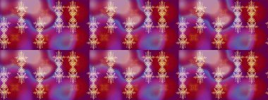 Kar taneleri koleksiyonu. Güzel bir kış süsü. Mor, kırmızı ve pembe kar tanelerinden izole edilmiş. Raster illüstrasyonu.