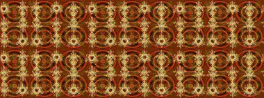 Kahverengi, turuncu ve sarı renkli kristal kar tanesi. Raster illüstrasyonu.