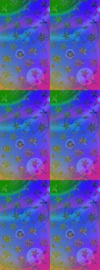 Üzerinde gelincikler ve vadi zambakları olan renkli çiçek desenli nakış deseni. Tekstil tasarımı için mavi ve mor renkli geleneksel halk çiçekleri buketi.