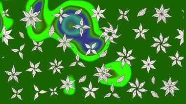 Yeşil ve nötr arkaplanda. Elle çizilmiş çiçek desenli Raster çizimi. Tekstil, kumaş, ambalaj, hatıra defteri için hoş bir çiçek arkaplanı. Çocuksu tasarım.