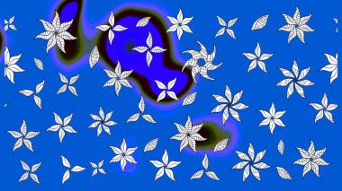 Çiçekli karalama şeklinde Raster çiçek deseni. Mavi ve nötr renklerde çiçekler. Yumuşak, bahar çiçekli arka plan.