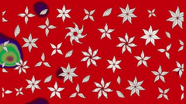 Raster Floral Illustration, Asyalı tekstil. Kırmızı ve nötr renklerdeki etnik çiçeklerle zarif bir eskiz..