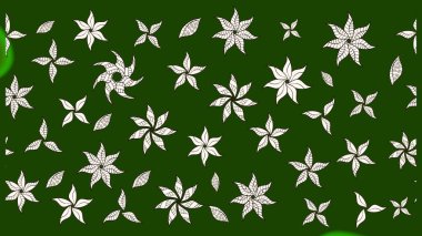 Çiçek desenli çizim. Yeşil ve nötr renklerde Asya tekstil tarzında. Raster illüstrasyonu.