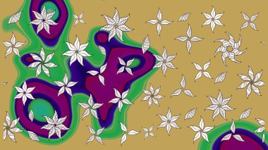 Raster illüstrasyonundaki çiçek desenli çizim. Sarı ve yeşil renkte çiçekler.