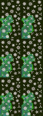 Düz Çiçek Elementleri Tasarım Raster illüstrasyonu. Gri ve yeşil renkli çiçekler. Renkli Bahar Teması eskiz kalıbı. Çiçek eskiz kalıbı geçmişi.