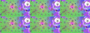 Çiçek ve yapraklı çiçek deseni. Küçük çiçekli şirin bir desen. Raster illüstrasyonu.