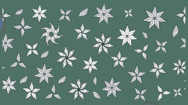 Yeşil renkli Asya tekstili. Suluboya çiçekli çiçek deseni. Raster illüstrasyonu.