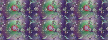 Renkli mor, nötr ve yeşil pürüzsüz desen. Mor, nötr ve yeşil renkte çiçekler. Doodle tarzı. Tekstil ve kapak tasarımı için mükemmel. El çizimi pürüzsüz sonbahar çiçekleri deseni.