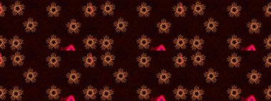 Raster Noel soyut renkli arka plan ve tatlı kar tanesi. Farklı kar taneleri toplayıcısı, siyah, kahverengi ve kırmızı renklerde kış elementleri..