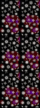 Üzerinde gelincikler ve vadi zambakları olan renkli çiçek desenli nakış deseni. Tekstil tasarımı için siyah renkli geleneksel halk çiçekleri buketi.