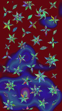 Vadinin çiçekleri kırmızı renklerde. Çiçeksel çizim kalıbının çizimi.