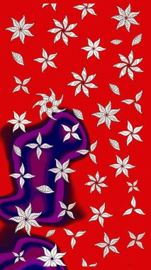 Kırmızı renklere karalamalar çizilmiş çiçek deseni. Raster illüstrasyonu.