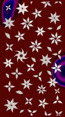 Kırmızı renkte sevimli çiçekler. Küçük çiçekli basit bir çiçek çizimi. Moda baskısı, albüm, ambalaj kağıdı ve duvar kağıdı için zarif dekoratif süslemeler. Raster illüstrasyonu.