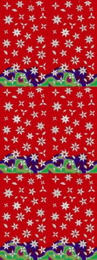 Suluboya çiçekli çiçek deseni. Kırmızı renkte güzel bir tekstil. Raster illüstrasyonu.