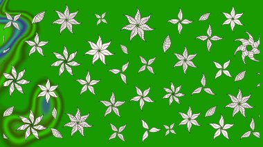 Raster illüstrasyonu. Yumuşak, yeşil renkli yaz çiçekleri. Raster deseni. Küçük çiçekte sevimli çiçek deseni var..