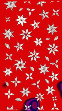 Raster illüstrasyonundaki çiçek desenli çizim. Kırmızı renkte çiçekler. Renkli Bahar Teması eskiz kalıbı. Düz Çiçek Elementleri Tasarımı.