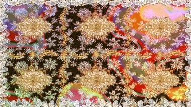 2019 Noel 'i, kar tanesi, yeni yıl. Kahverengi renklerde ve altın elementlerle klasik, pürüzsüz desen.