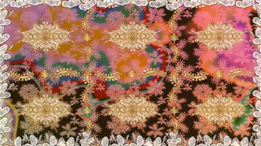 Kahverengi renklerde, altın elementlerle kusursuz desen. Kusursuz altın desen. Raster doğulu süsü.