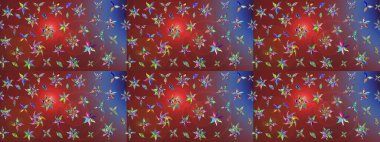 Çiçek desenli eskiz. Kahverengi ve kırmızı renkte çiçekler. Renkli Bahar Teması eskiz kalıbı. Düz Çiçek Elementleri Tasarım Raster illüstrasyonu.