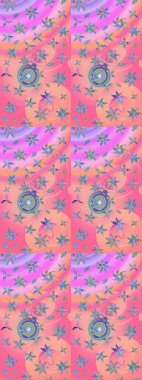 Pembe ve nötr renklerde çiçekler. Düz Çiçek Elementleri Tasarımı. Renkli Bahar Teması eskiz kalıbı. Çiçekli çiçek deseni, suluboya. Raster illüstrasyonu.