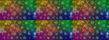 Hediye ambalaj kağıdı, tebrik kartları, posterler ve pankart tasarımı. Yeşil ve kahverengi renkli çiçekler. Raster düz çiçek çizim deseni.