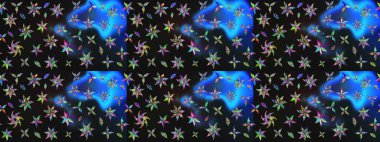 Eskiz geçmişi. Raster illüstrasyonu. Eski usul. Tomurcukları papatya çiçekleri olan sevimli bir çiçek deseni. Miles Fleur, süslü püslü bir süs. Kumaş, tekstil ve duvar kağıdı baskısı için..