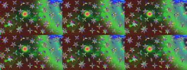 Çiçekli bahar çiçekleri. Küçük çiçekte güzel bir desen. Küçük renkli çiçekler. Moda baskıları için zarif bir şablon. Motley illüstrasyonu.