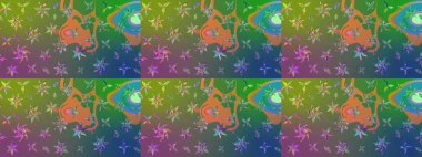 Çiçekler suluboya eskiz deseni. Raster Stili kumaş deseni.