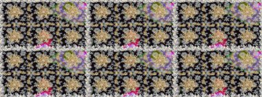 Gri ve siyah renklerde Altın unsur. Barok tarzında altın çiçek süsleme. Damask kesintisiz tekrarlama deseni. Antika altın tekrarlanabilen duvar kağıdı.