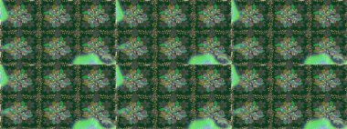 Raster çiçek izi. Raster Yumuşak kumaş deseni. Çiçek yeşili ve gri, pürüzsüz desen. Klasik taslak çizimi.