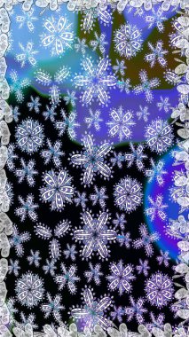 Raster Floral Illustration, Asyalı tekstil. Siyah ve mavi renklerde etnik çiçeklerle kusursuz bir desen..