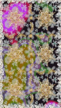 Gri ve nötr renklerde, altın elementlerle klasik, pürüzsüz desen. Raster illüstrasyonu.