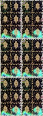 Kusursuz raster arka plan. Çiçek deseni. Şık bir grafik desen. Kahverengi ve bej renklerde altın elementler. Duvar kâğıdı barok, İspanyol kumaşı.