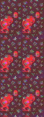 Kahverengi ve kırmızı renkte çiçekler. Yumuşak, yaz çiçekli arka plan. Raster çiçek desenli ve çiçekli..