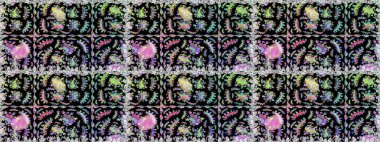 Siyah ve nötr çiçekli kusursuz desen suluboya çiçek deseni, güzel çiçek, duvar kağıdı, kart veya kumaş için fayanslı. Raster - stok.