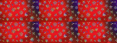 Raster güzel kumaş deseni çiziyor. Renkli Bahar Teması eskiz kalıbı. Düz Çiçek Elementleri Tasarımı. Çiçek deseni.