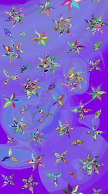 Çiçek desenli raster, menekşe ve mavi çizgi desenli soyut raster arkaplan. Modern stil dokusu.