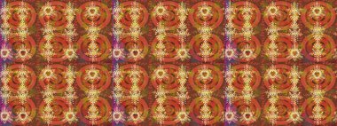 Sanat terapisi tarzı zen çizim için kahverengi, turuncu ve pembe kar taneleri. El çizimi, dövme stili, kumaş tasarımı ve Raster illüstrasyonunda kartlar..