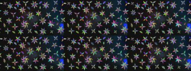 Düz Çiçek Elementleri Tasarımı. Renkli Bahar Teması eskiz kalıbı. Raster illüstrasyonundaki çiçek desenli çizim. Gri ve mavi renkte çiçekler.