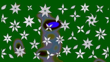 Raster düz çiçek çizim deseni. Hediye ambalaj kağıdı, tebrik kartları, posterler ve pankart tasarımı. Yeşil ve nötr renkte çiçekler.