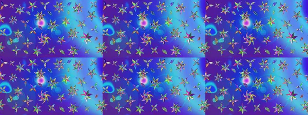 Çiçekli çiçek deseni, suluboya. Mavi ve mor renkli çiçekler. Renkli Bahar temalı eskiz kalıbı. Düz Çiçek Elementleri Tasarım Raster illüstrasyonu.