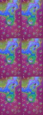 Düz Çiçek Elementleri Tasarımı. Raster illüstrasyonundaki çiçek desenli çizim. Süslü kumaş deseni. Renkli Bahar Teması çizim şablonu.