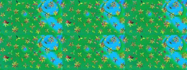 Raster illüstrasyonundaki çiçek desenli çizim. Renkli çiçekler.