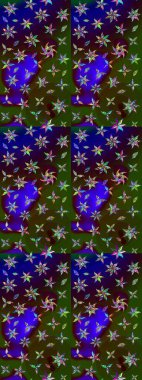 Raster illustration. Vintage flower design elements. Brown and green curly flowers shapes on brown and green colors.