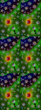 Raster illüstrasyonu. Renkli Bahar Teması eskiz kalıbı. Düz Çiçek Elementleri Tasarımı. Zarif Çiçekler Çiçek Çiçeği Su Boyası Yeşil ve siyah renklerde.